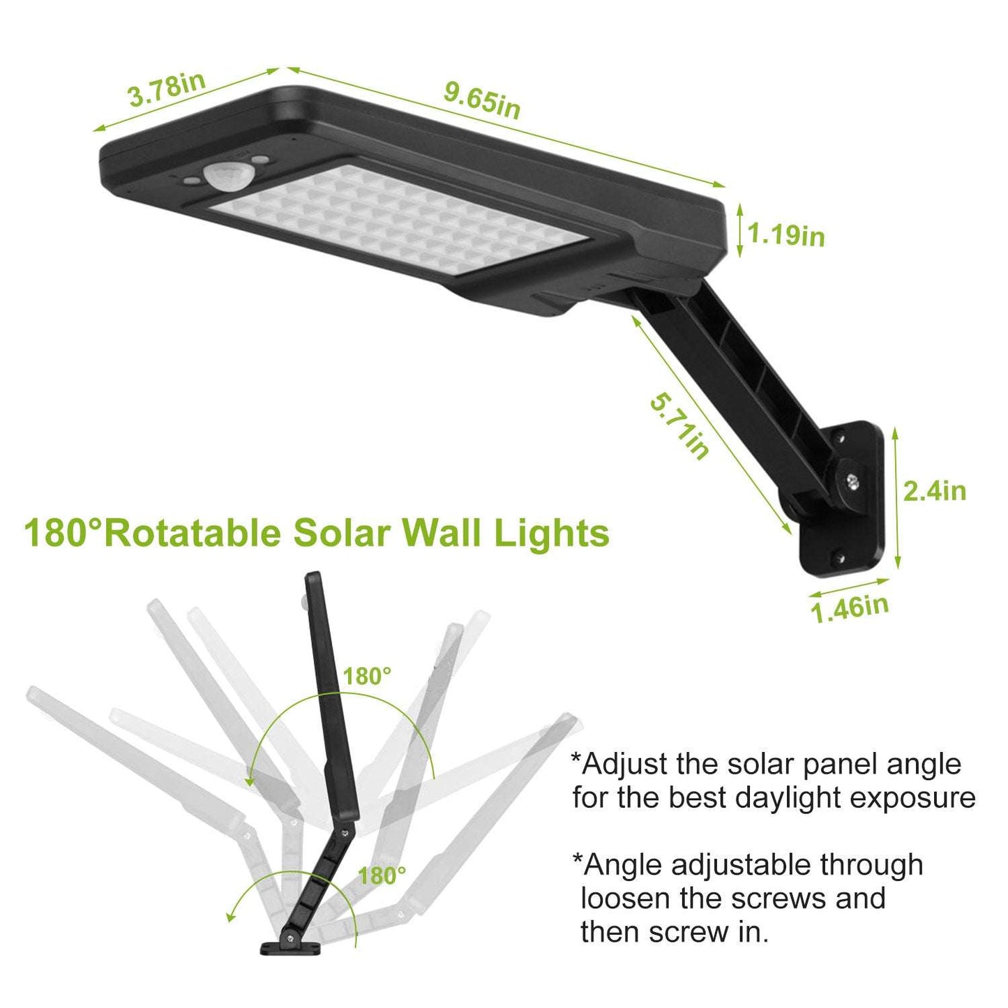 60 LED Solar Wall Light - Outdoor PIR Motion Sensor Security Lamp Solar Wall Light Outdoor 60LEDs PIR Moti | Ectron Online