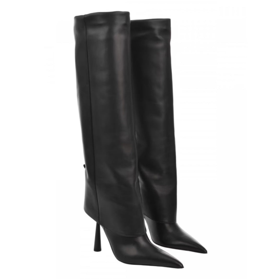 Big Tube Circumference Pointed Toe Women's Stiletto Heel Boots Big Tube Circumference Pointed Toe Women | Ectron Online