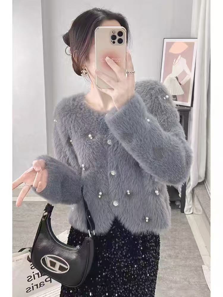 New Autumn/Winter Beaded Diamond Sweater Cardigan Short Temperamental Diamond Cardigan Aut | Ectron Online
