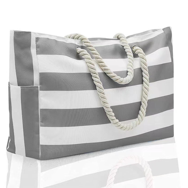 Striped Beach Large Storage Canvas Traveling Bag Striped Beach Large Storage Canvas Trave | Ectron Online