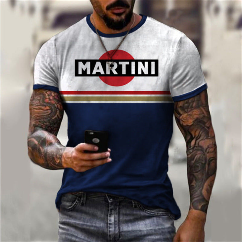 Men’s Vintage 3D Print Tee – English Style Casual Short Sleeve 3D Digital Vintage Print English Men's C | Ectron Online