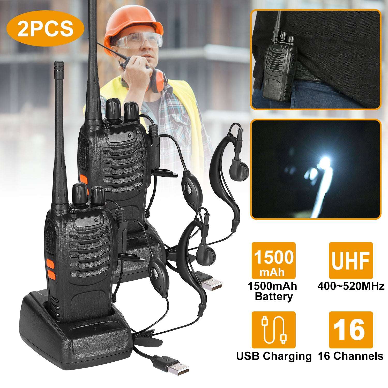 2-Pack Baofeng BF-888S Walkie Talkies | 16CH Long Range UHF Two-Way Radio 2 X Baofeng BF-888S Walkie Talkies Two W | Ectron Online