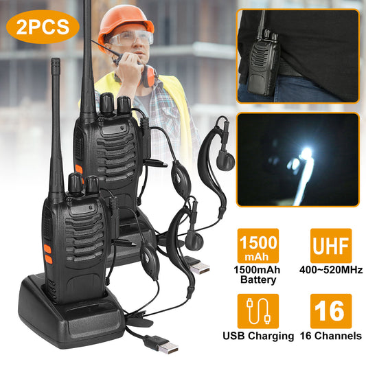 2-Pack Baofeng BF-888S Walkie Talkies | 16CH Long Range UHF Two-Way Radio