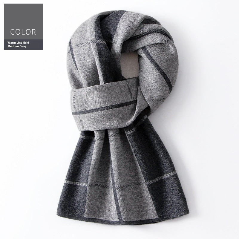 Men's Winter Plaid Wool Scarf Wool Scarf Men's Winter Plaid Double-sid | Ectron Online