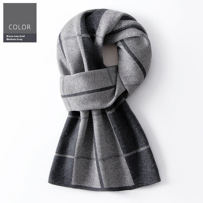 Men's Winter Plaid Wool Scarf