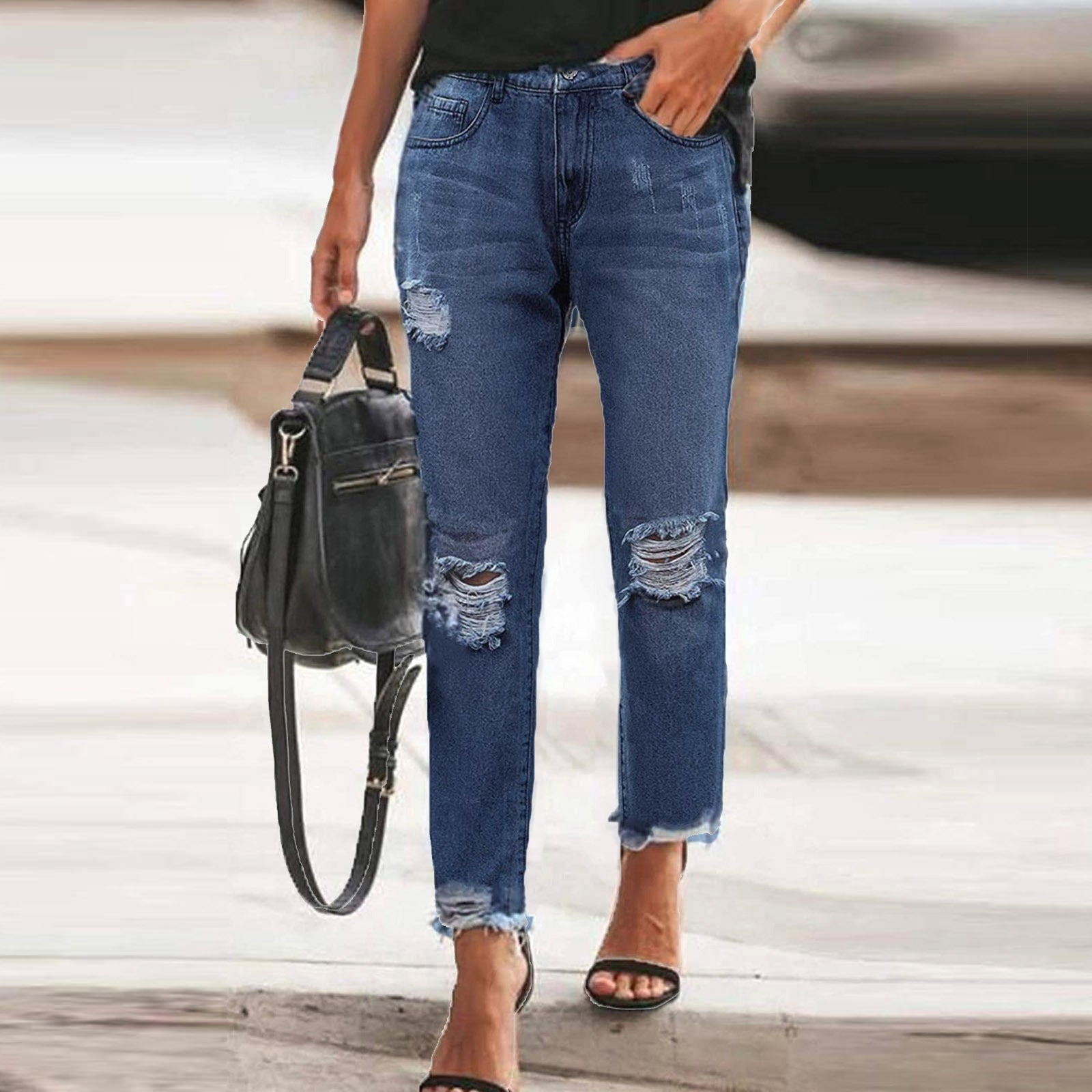 Distressed Denim Jeans - Worn-In and Cool Woman Jeans | Ectron Online
