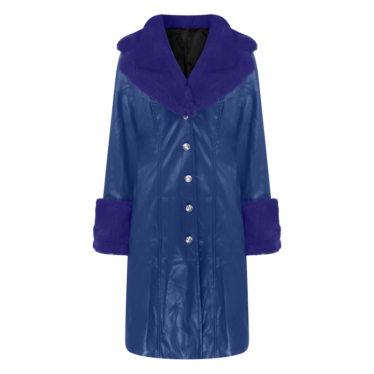 Women's Long PU Leather Coat