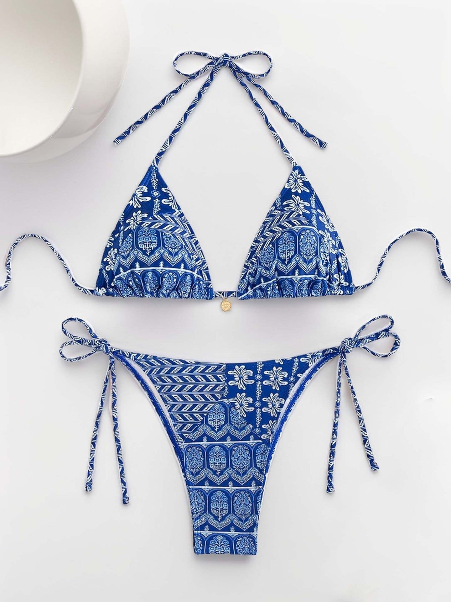 Women Printed Lace-up Bikini Split Swimsuit Swimwear Women Printed Lace-up Bikini Split Swims | Ectron Online