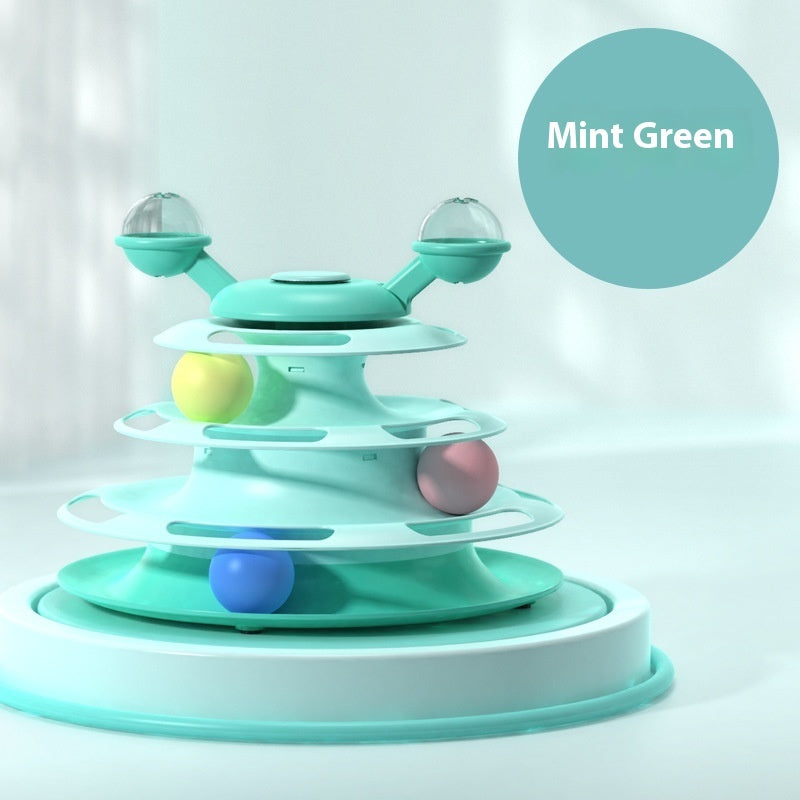 4 Levels Cat Toy Tower with Turntable & Roller Balls 4 Levels Cat Toy Tower Turntable Roller | Ectron Online