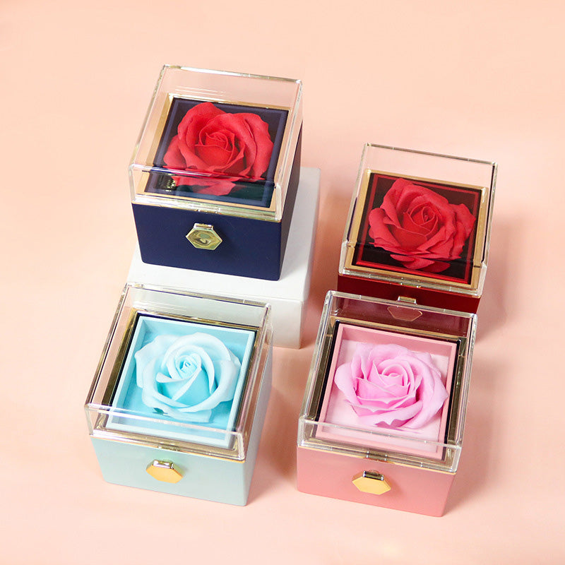 Creative Rotating Rose Jewelry Gift Box