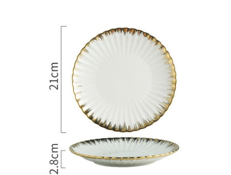 Nordic Creative Ceramic Chrysanthemum Plate Light Luxury Dinner Plate Household Tableware Set Plate