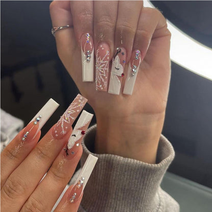 24Pcs Diamond Deer & Snowflake Nails 24 PCS Diamond Deer Snowflake Nail Art, | Ectron Online