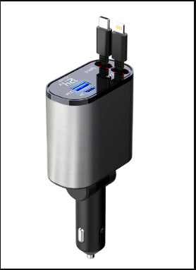 Super Fast Car Charger Adapter for USB & Type-C Metal Car Charger 100W Super Fast Chargi | Ectron Online
