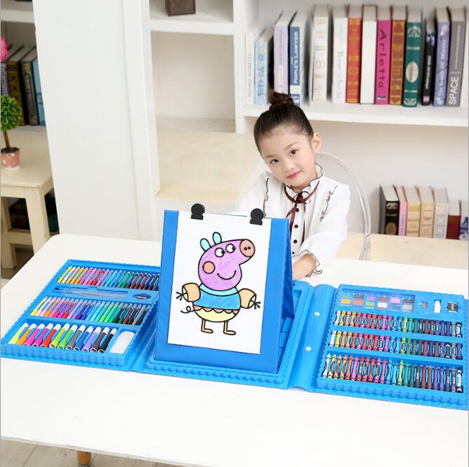 208-Piece with Easel Children's Painted Set Painting Watercolor Pen Brush Art Learning Supplies Stationery Set