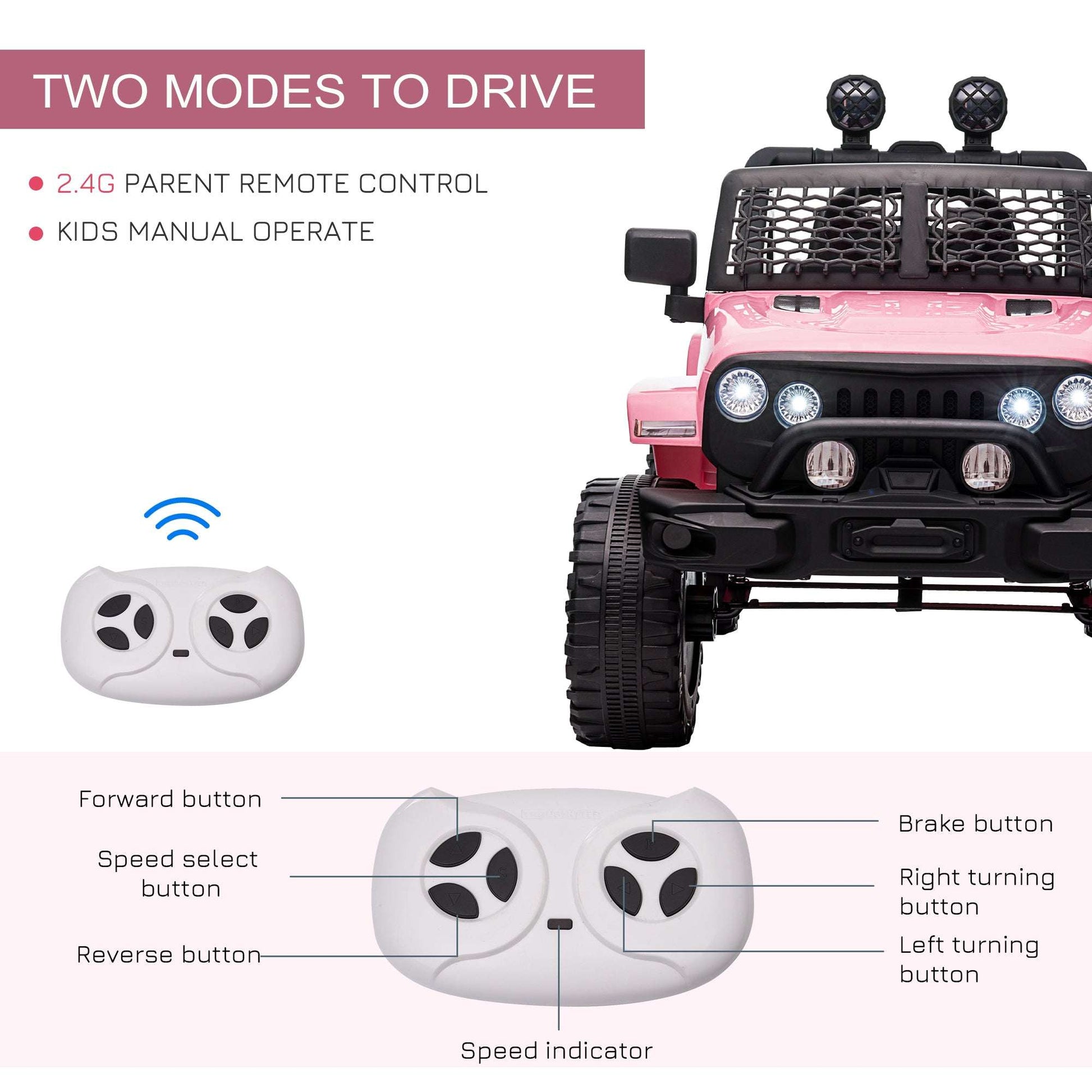 12V Kids Ride On Truck with Remote - Pink Electric Car for Girls 12V Kids Ride On Truck with Parent Remot | Ectron Online
