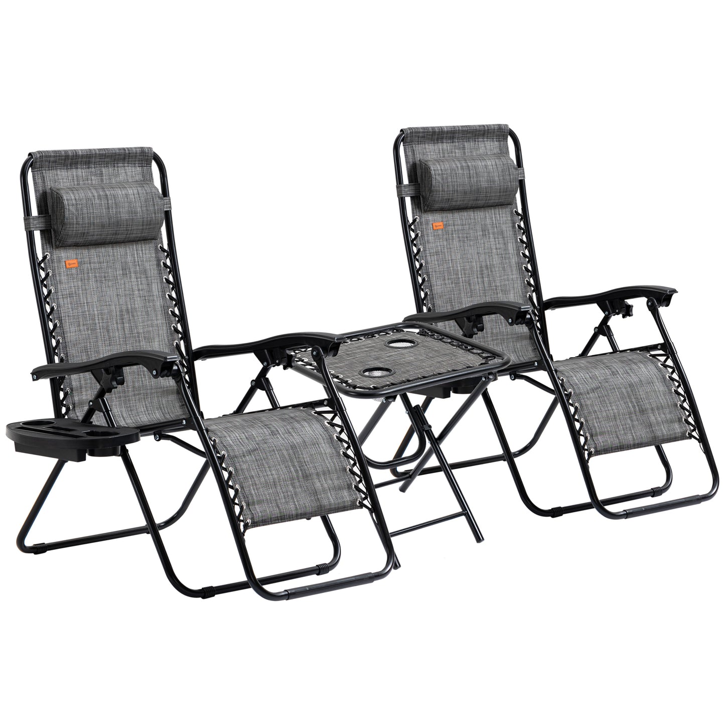 Zero Gravity Chair Set with Side Table - Folding Reclining Loungers