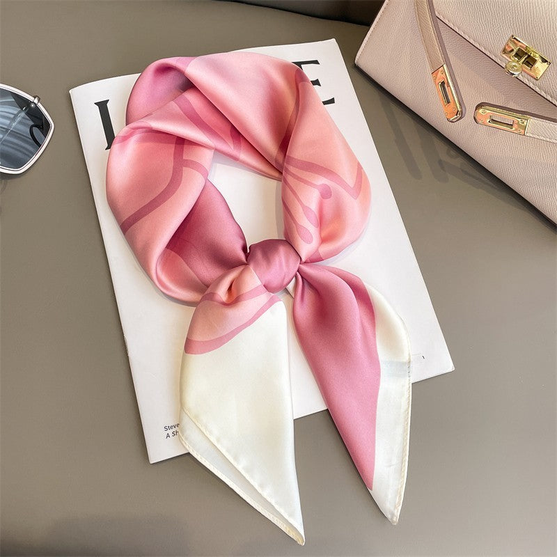 Solid Color Square Scarf - Elegance & Style Artificial Silk Striped High-grade Korea | Ectron Online