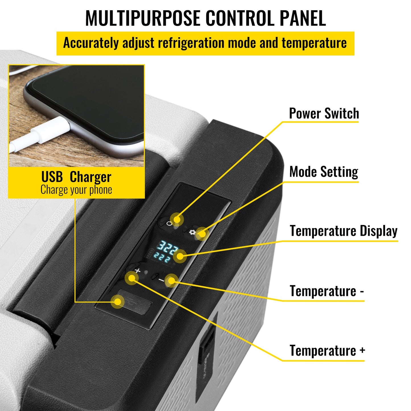 12 Volt Refrigerator 10 Qt, Portable Mini Freezer (-4℉~68℉) W/APP Control Car Compressor Fridge Cooler 12V/24V DC And 110-220V AC For Camping, Road Trip, Travel, Outdoor And Home