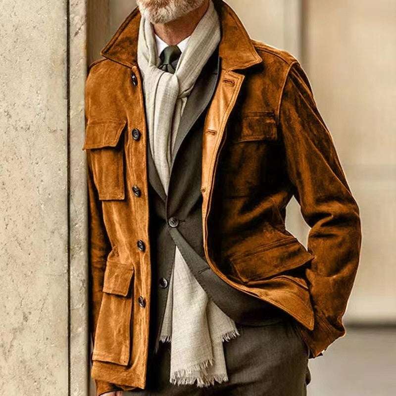 Men's Cowhide Leather Trench Coat Regular Men's Cowhide Casual Coat And Tr | Ectron Online