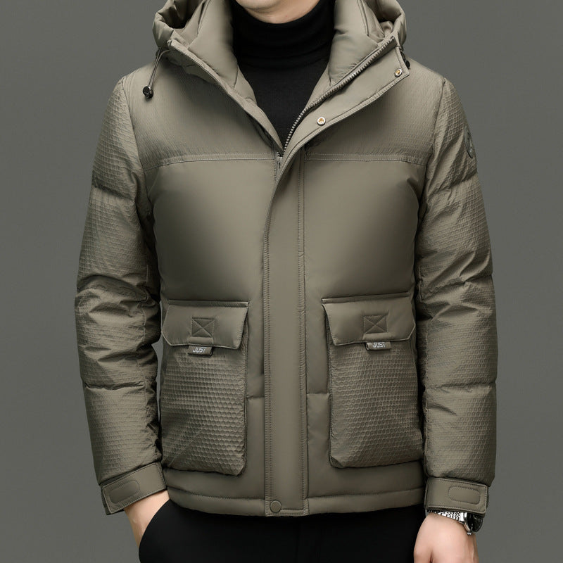 Short Casual Hooded White Duck Down Winter Jacket