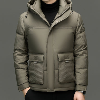Short Casual Hooded White Duck Down Winter Jacket