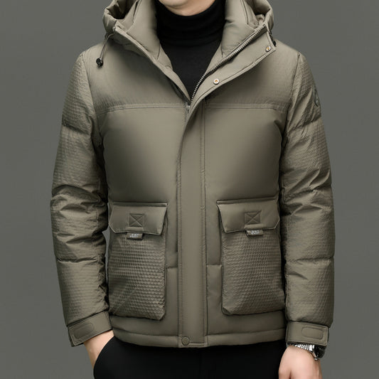 Short Casual Hooded White Duck Down Winter Jacket
