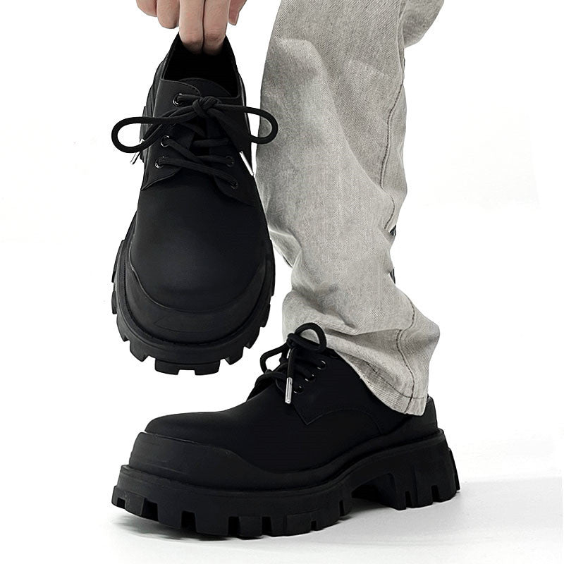 Thick-Soled Men’s British Formal Shoes – Elevated Black Leather Thick Soled Men's British Commuting Form | Ectron Online