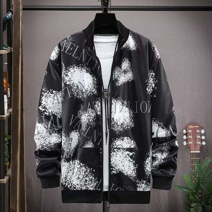 Men's Camouflage Coat Men's Zipped Stand Collar Sweater Jacket Long Sleeve Thin Coat