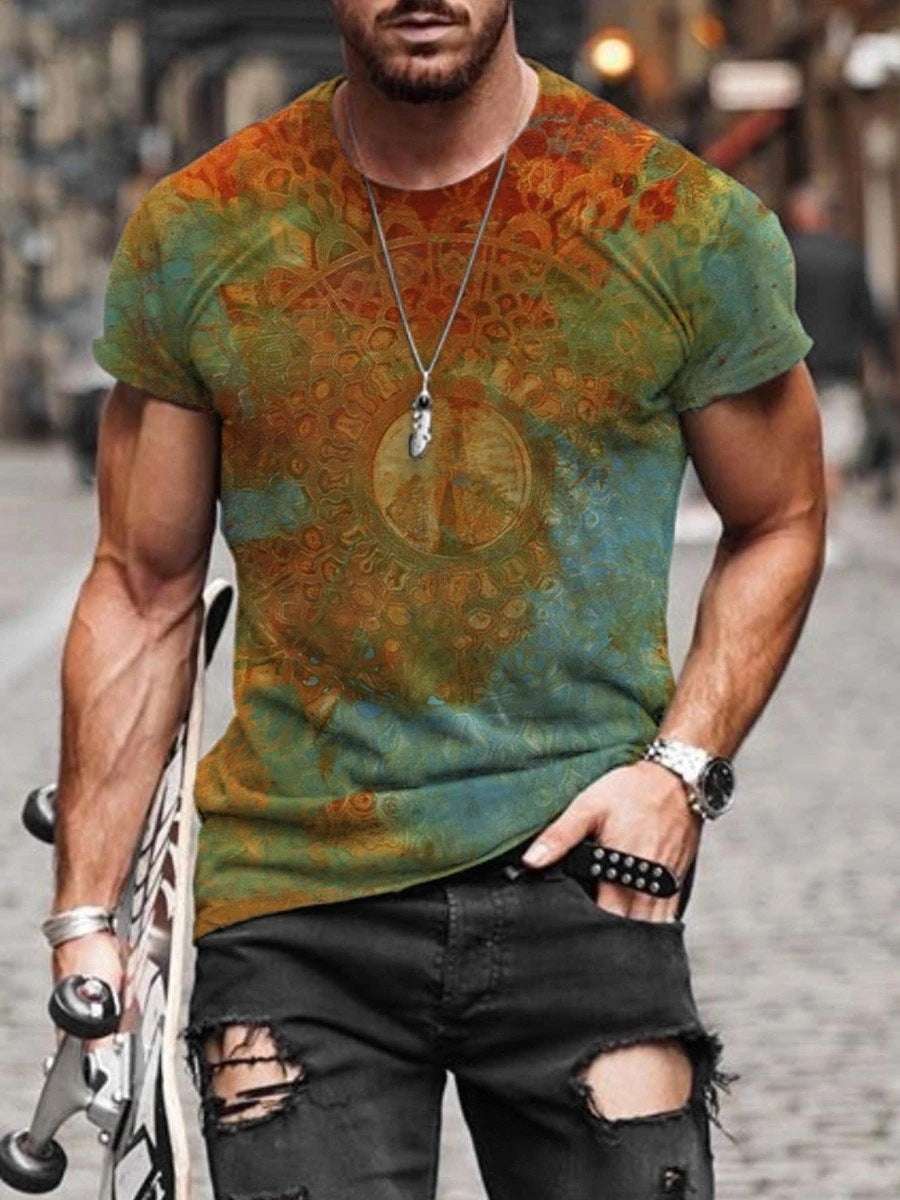 Digital Printed Round Neck T-Shirt – Short Sleeve Casual Tee Digital Printed Short-sleeved Round Neck | Ectron Online