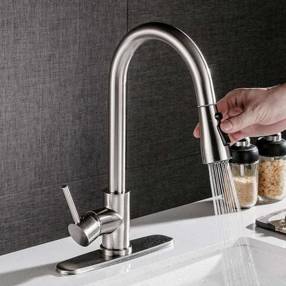 Brushed Copper Pull-Out Kitchen Faucet - Hot & Cold Dual Mode Sink Tap Pull-out Hot And Cold Household Kitchen | Ectron Online