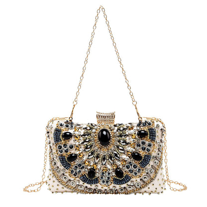 Retro Pearl Embroidery Dinner Bag Handmade Beaded Women's Hand-held