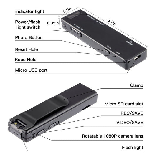 Black device with labeled features on a white background