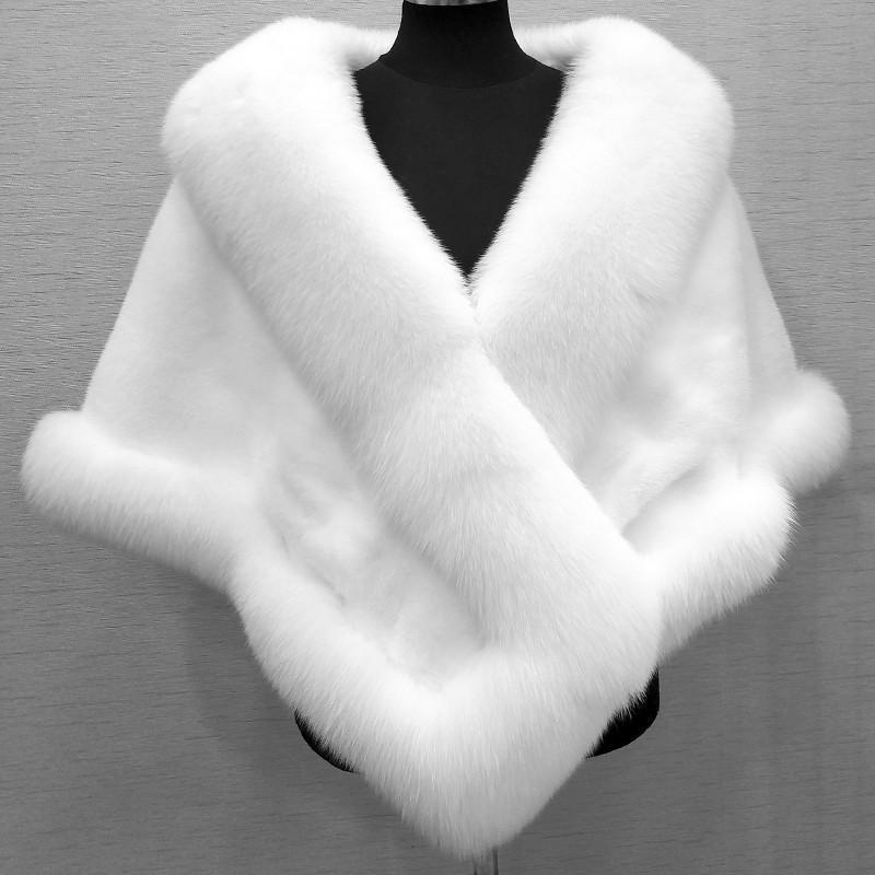 Luxury Faux Mink Fox Fur Dress Shawl & Cape Imitated Mink Fox Fur Cape Coat Plus-siz | Ectron Online