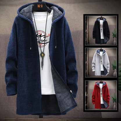 Jacket plus fleece hooded sweater coat men