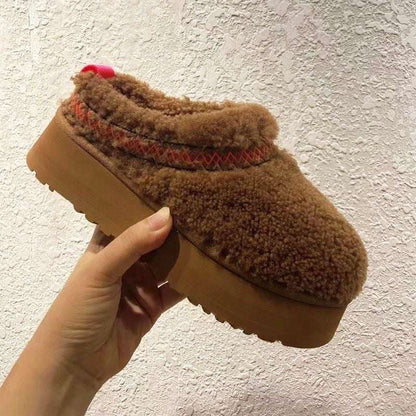 Thick Bottom Closed Toe Fluffy Slippers – Velvet Thermal Non-slip Thick Bottom Increased Closed Toe Fluffy | Ectron Online