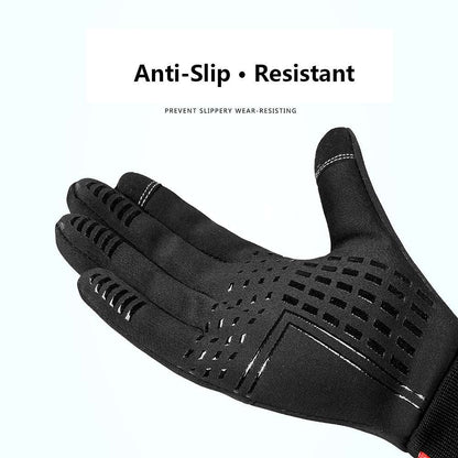Black glove with anti-slip texture on a white background