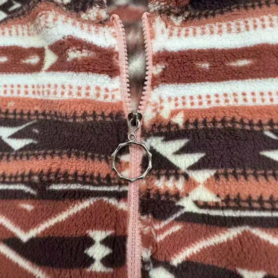 Casual Geometric Pattern Hooded Jacket Fashion Casual Geometric Pattern Printed | Ectron Online