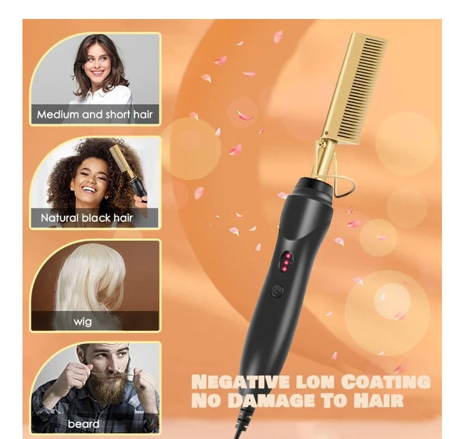 2-in-1 Electric Beard & Hair Straightener Comb