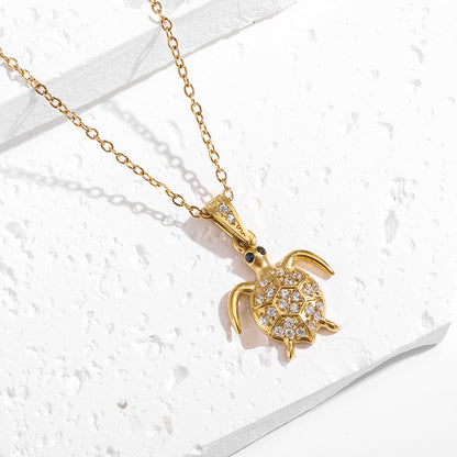Strong Color Retention 18K Gold Ocean Series Pendant Gold Necklace