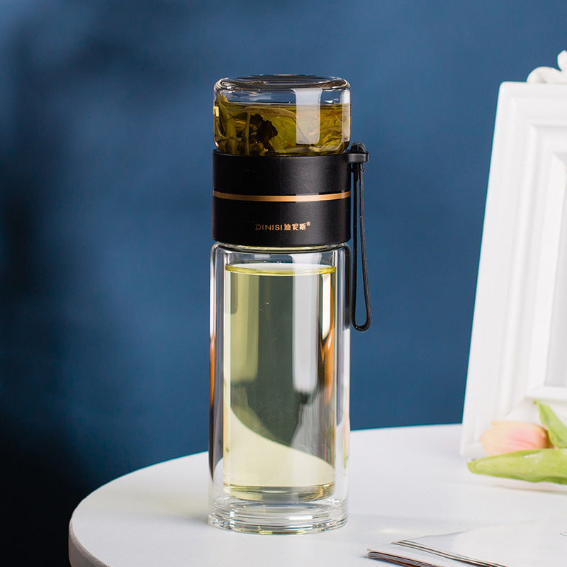 Double Wall Glass Water Bottle with Tea Infuser Glass Water Bottle With Tea Infuser Filt | Ectron Online