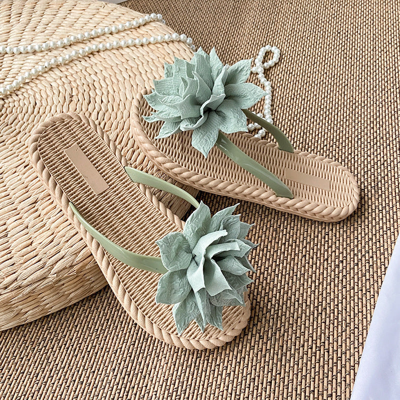 Gentle Woman Floral Flat Shoes – Non-slip Beach Sandals Gentle Woman Flowers All-matching Flat S | Ectron Online