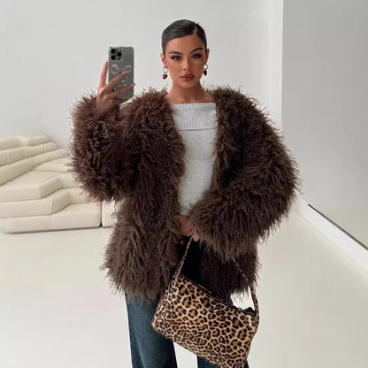 Women's Faux Fur Jacket | Elegant & Cozy Winter Fur Coat Coat Faux Fur Jacket | Ectron Online