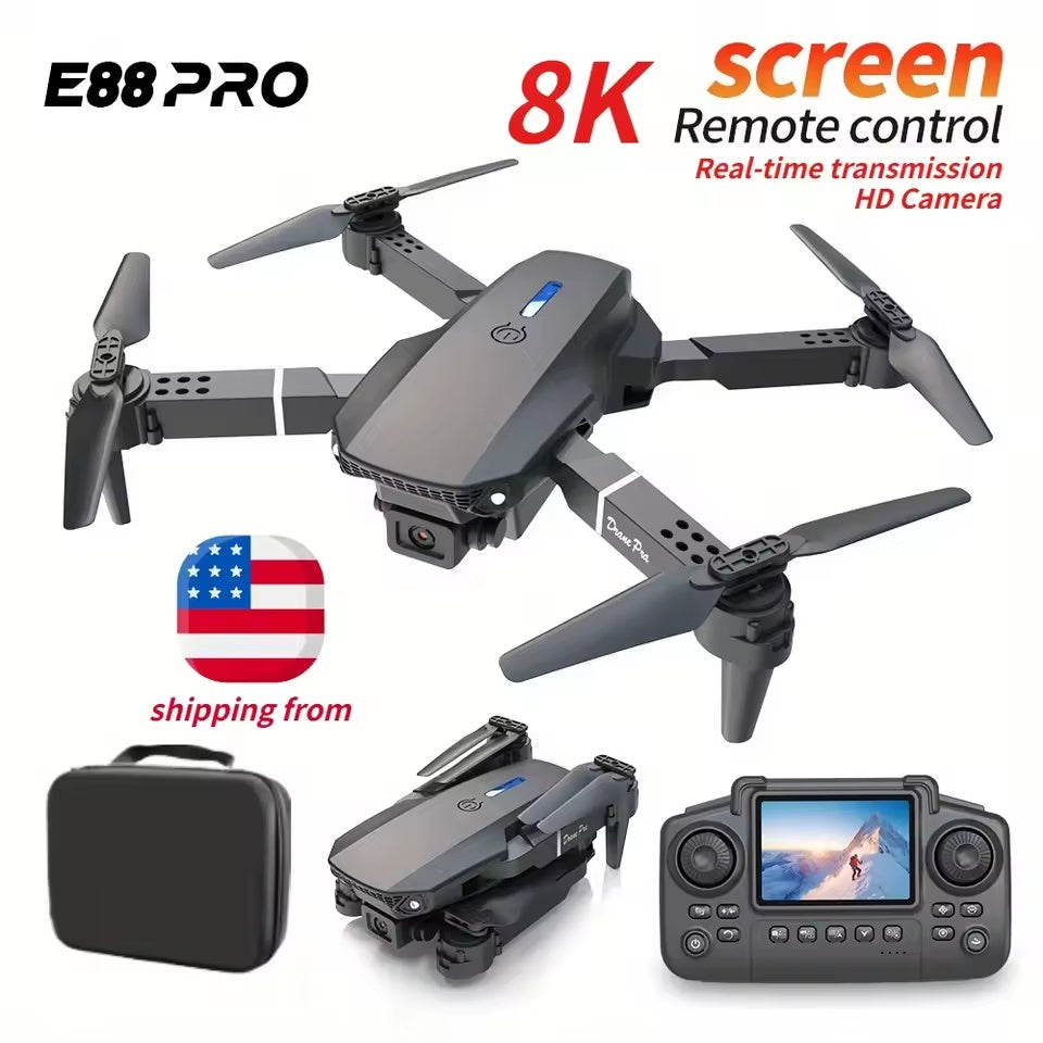 2025 E88 Pro Mini Drone with Screen Control | 4K Dual Camera & LED