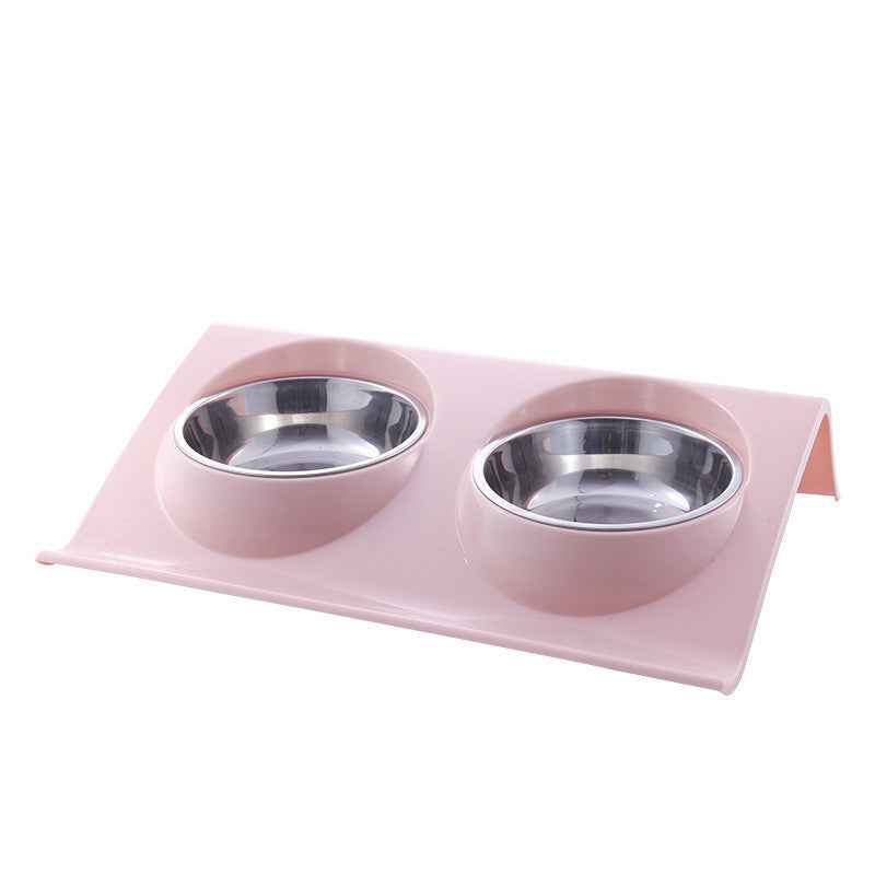 Stainless Steel Anti-spatter Pet Double Bowl