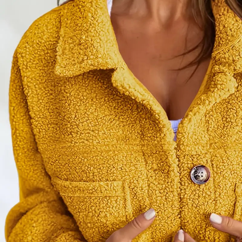 Women's Plus Size Sherpa Jacket | Warm Fleece Lapel Winter Coat
