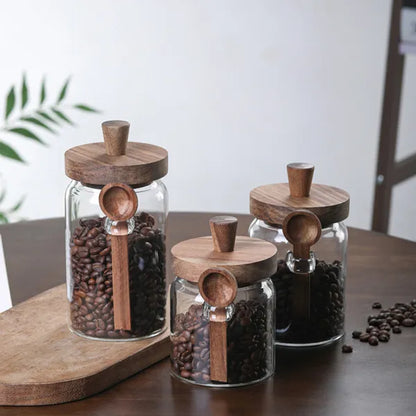 3 Pcs Glass Coffee & Storage Jars with Spoons - Airtight Spice & Snack Set 3 Pcs Glass Coffee Jars With Spoons, Can | Ectron Online