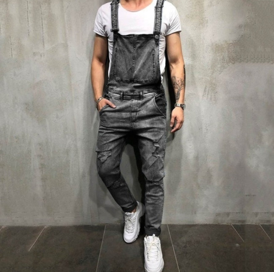Sling Denim Romper with Torn Jeans Effect Men’s Bottoms | Ectron Online