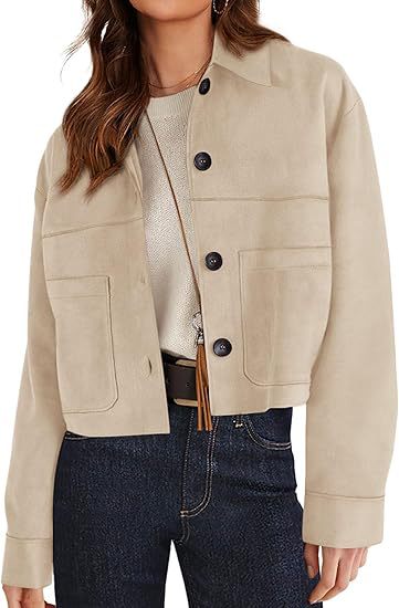 Women's Faux Suede Short Jacket | Casual Lightweight Autumn Coat European And American Style Women Faux S | Ectron Online