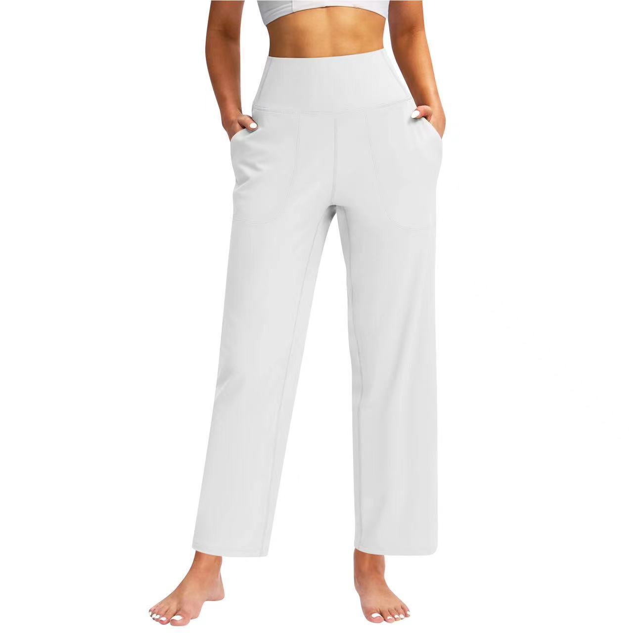 Women's High Waist Pure Color Draping Effect Straight Casual Trousers Women's High Waist Pure Color Draping Ef | Ectron Online