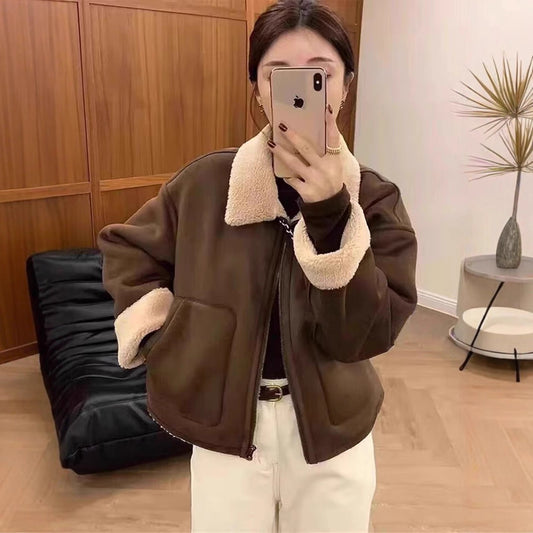 American Retro Motorcycle Jacket | Warm Short Lapel Vintage Outerwear